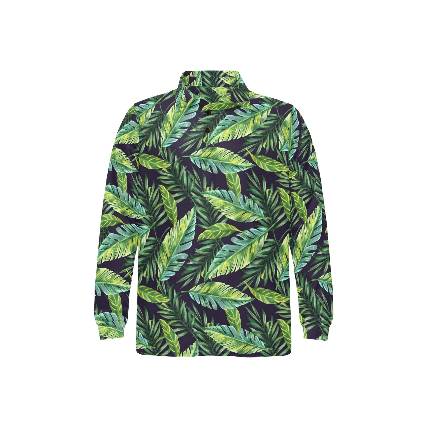 Tropical Flower Pattern Print Design TF06 Long Sleeve Polo Shirt For Men's