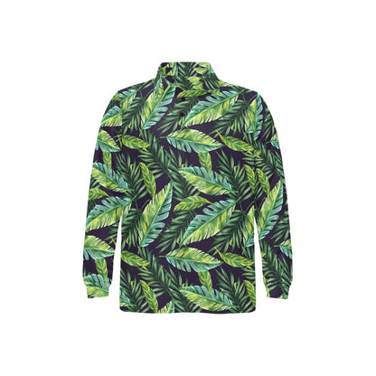 Tropical Flower Pattern Print Design TF06 Long Sleeve Polo Shirt For Men's