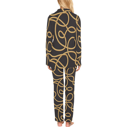 Rope Pattern Print Design A04 Women's Long Pajama Set