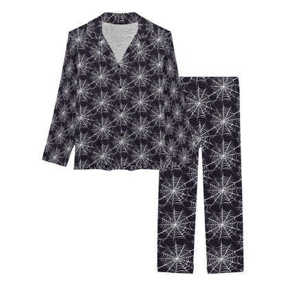 Spider Web Print Design LKS303 Women's Long Pajama Set