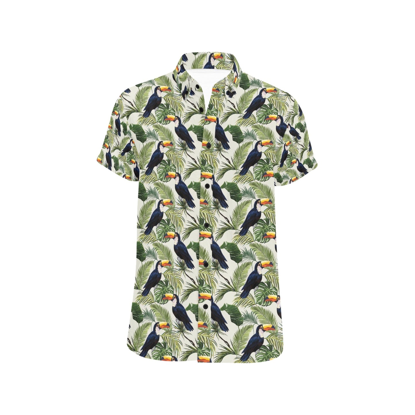 Toucan Print Design LKS308 Men Short Sleeve Button Up Shirt