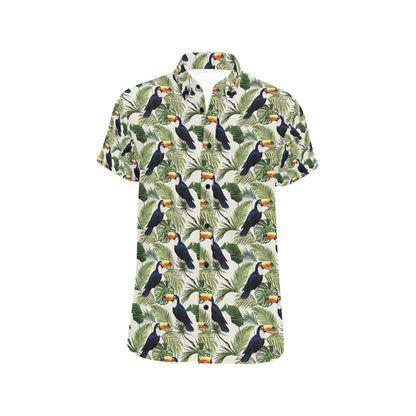 Toucan Print Design LKS308 Men Short Sleeve Button Up Shirt