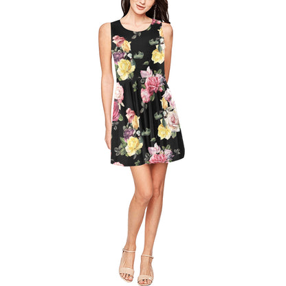 Rose Pattern Print Design RO010 Sleeveless Dress