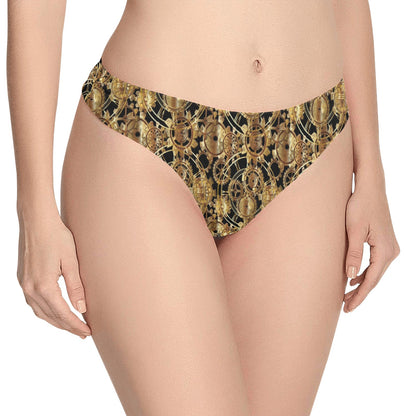 Steampunk Gear Design Themed Print Women's Thongs