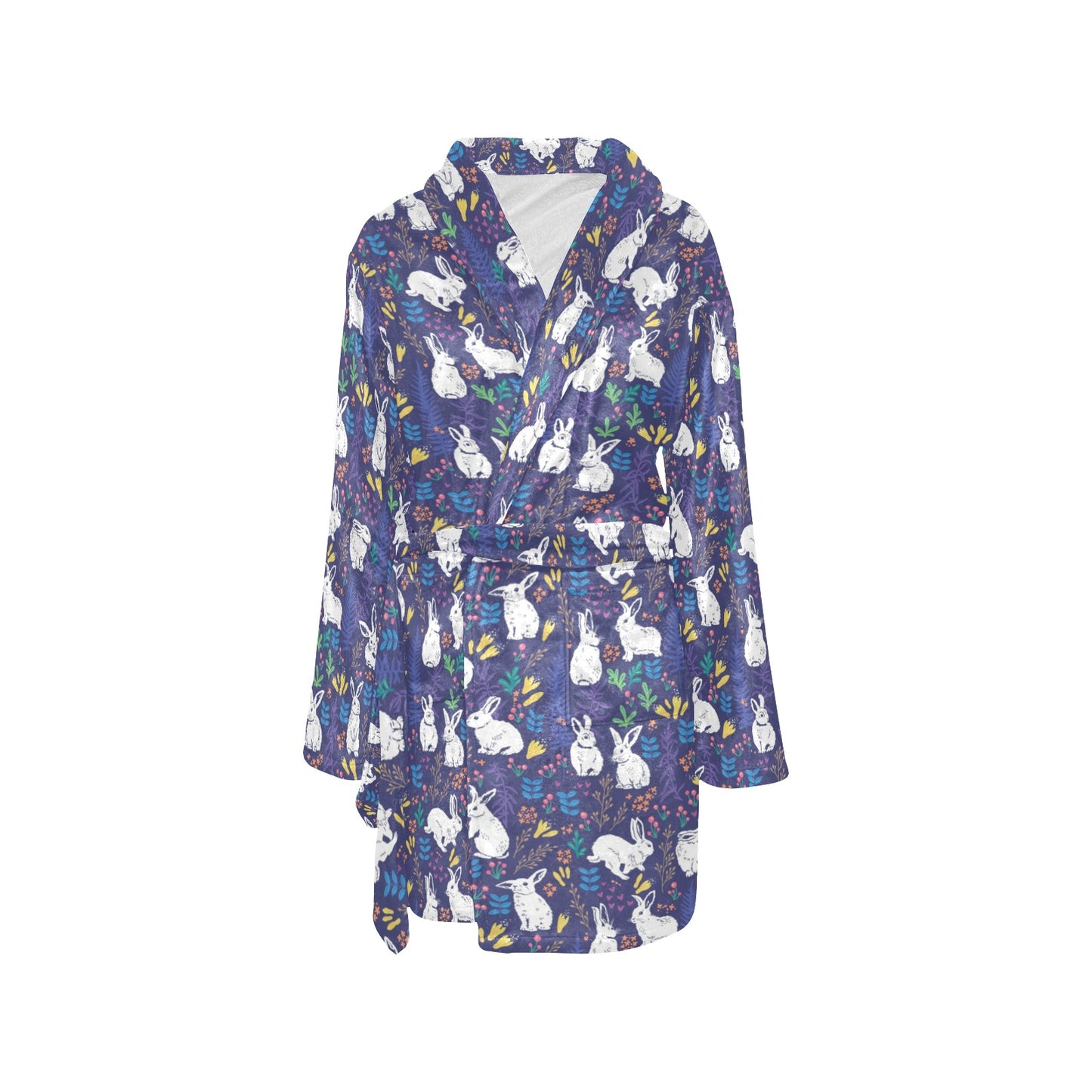 Bunny Pattern Print Design 01 Women's Fleece Robe