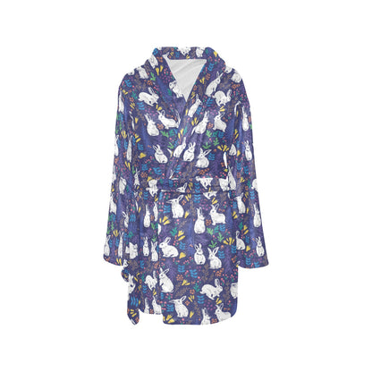 Bunny Pattern Print Design 01 Women's Fleece Robe