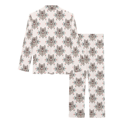 Aztec Wolf Pattern Print Design 01 Women's Long Pajama Set