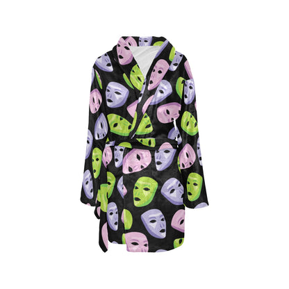 Acting Mask Pattern Print Design 04 Women's Fleece Robe
