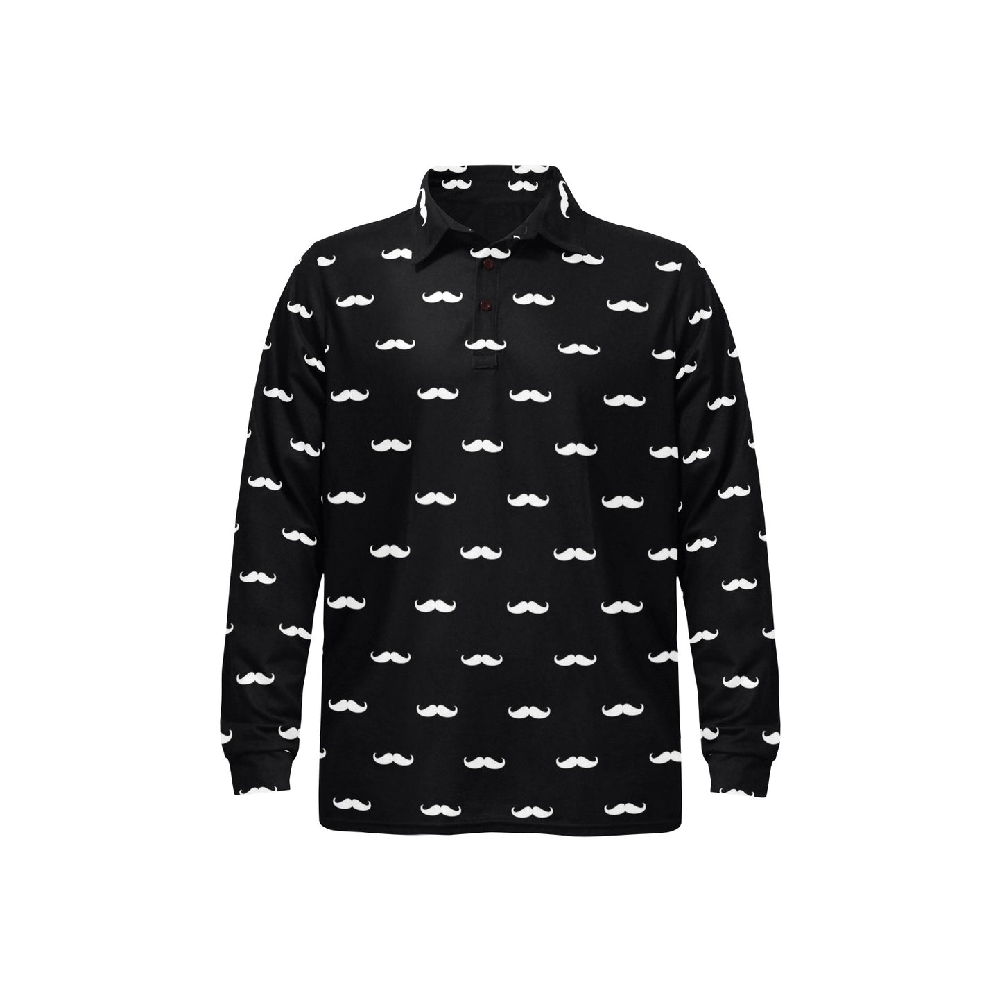 Mustache Pattern Print Design A04 Long Sleeve Polo Shirt For Men's