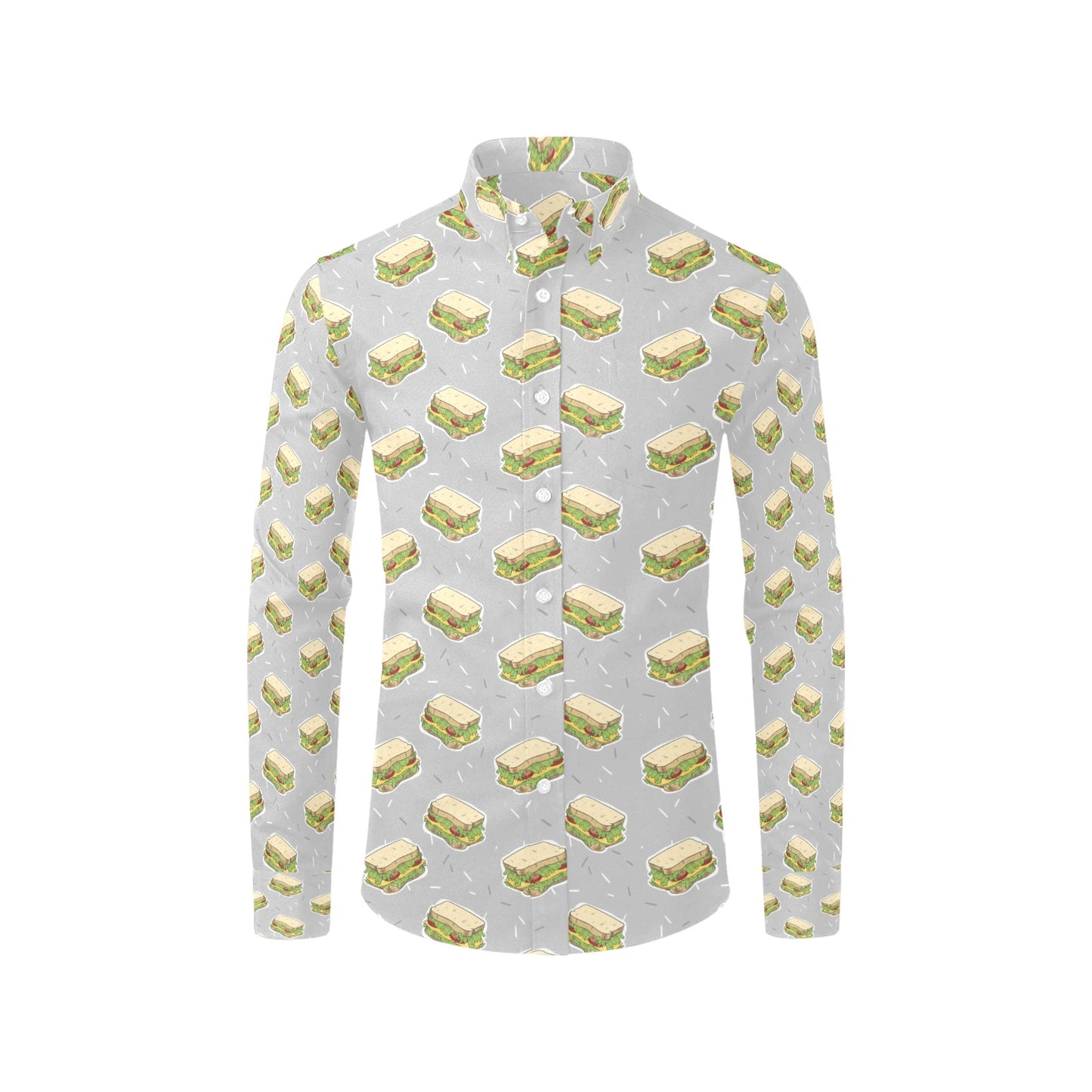 Sandwich Print Design LKS304 Men's Long Sleeve Dress Shirt