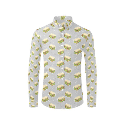Sandwich Print Design LKS304 Men's Long Sleeve Dress Shirt