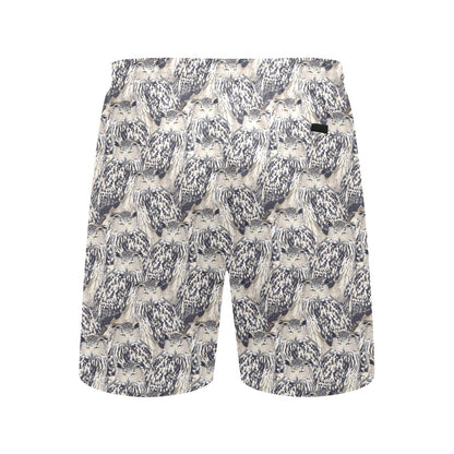 Owl Realistic Themed Design Print Men's Swim Trunks Beach Shorts