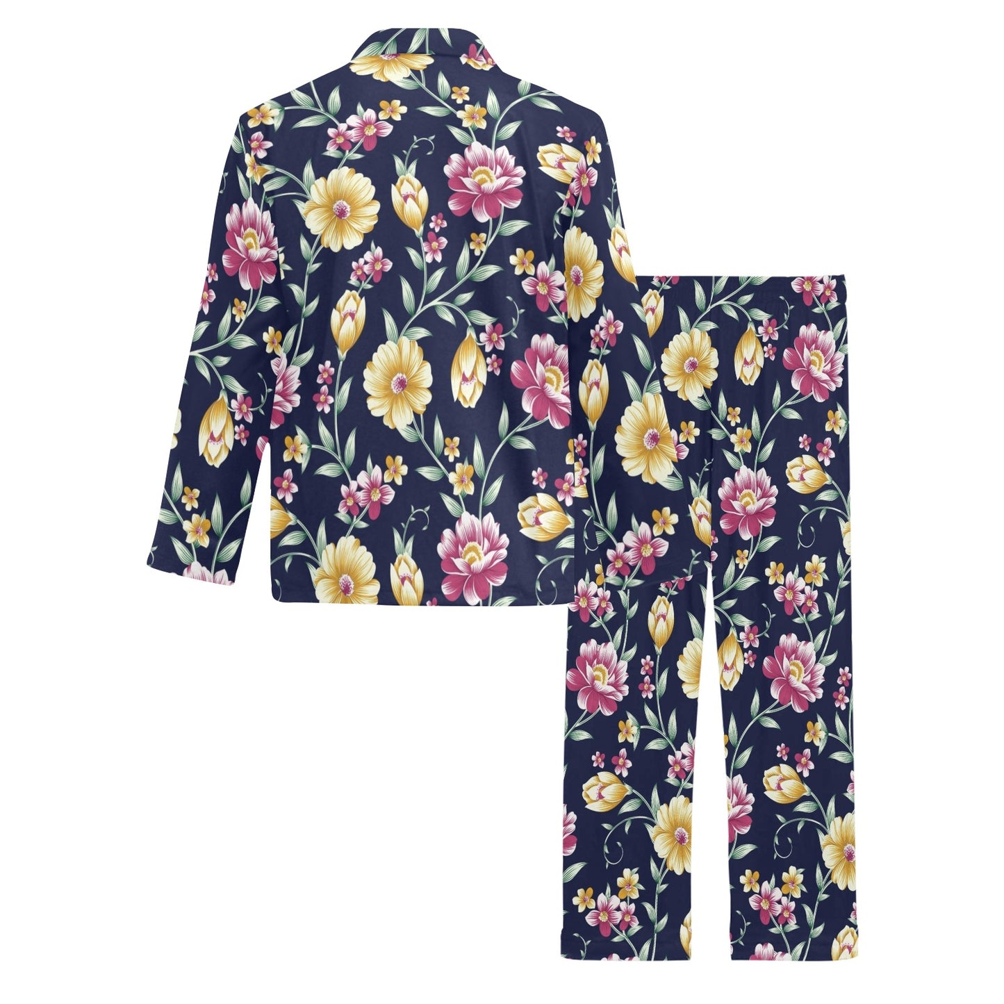 Gerberas Pattern Print Design GB03 Men's Long Pajama Set