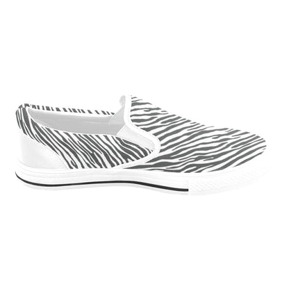 Zebra Classic Print Design LKS302 White Slip Ons Canvas Women's Shoes