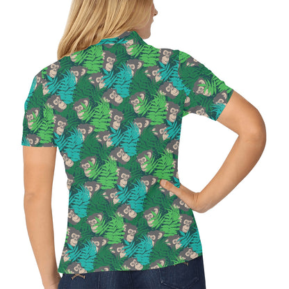 Chimpanzee Pattern Print Design 01 Women's Polo Shirt