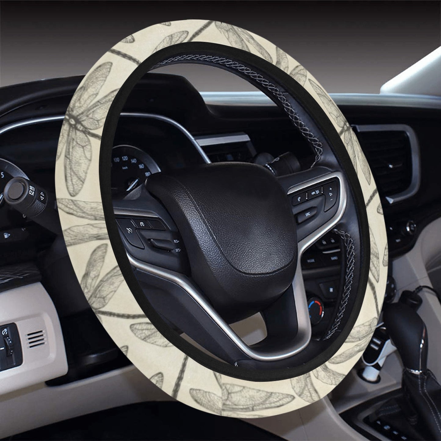 Dragonfly Print Design LKS402 Steering Wheel Cover with Elastic Edge