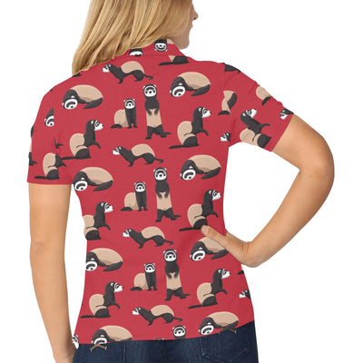 Ferret Pattern Print Design 02 Women's Polo Shirt