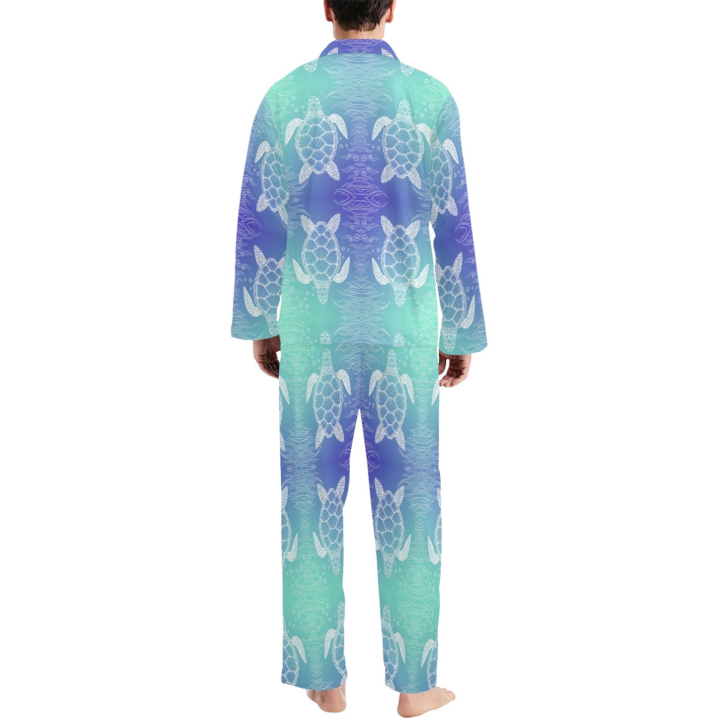 Sea Turtle Draw Men's Long Pajama Set