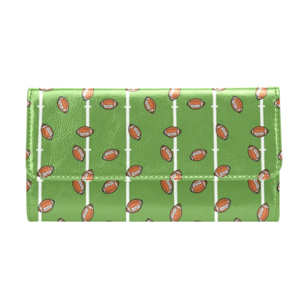 American Football on Field Themed Print Women's Trifold Wallet