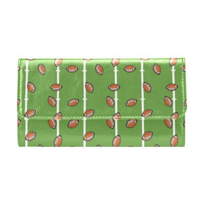American Football on Field Themed Print Women's Trifold Wallet