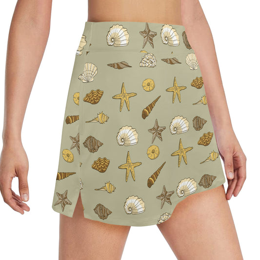 Seashell Beach Print Design LKS303 17" Golf & Pickleball Skort with Pockets