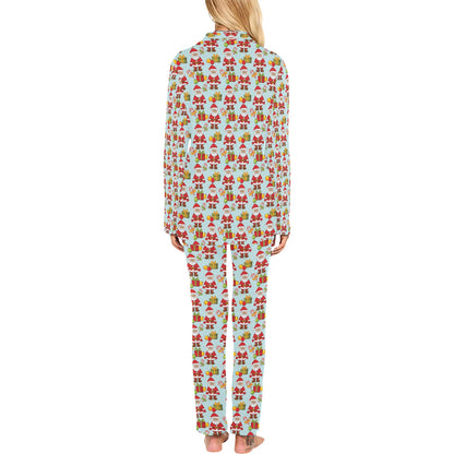 Santa Christmas Themed Print Design LKS303 Women's Long Pajama Set