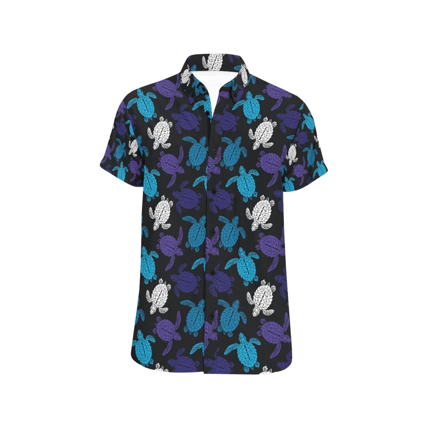 Sea Turtle Print Design LKS306 Men Short Sleeve Button Up Shirt