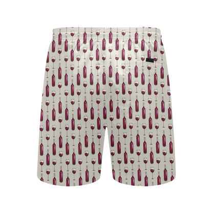 Wine Bottle Pattern Print Men's Swim Trunks Beach Shorts