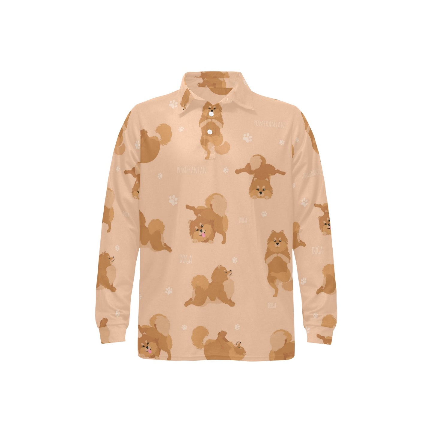 Pomeranians Pattern Print Design A06 Long Sleeve Polo Shirt For Men's