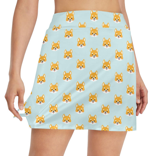 Shiba Inu Print Design LKS301 17" Golf & Pickleball Skort with Pockets