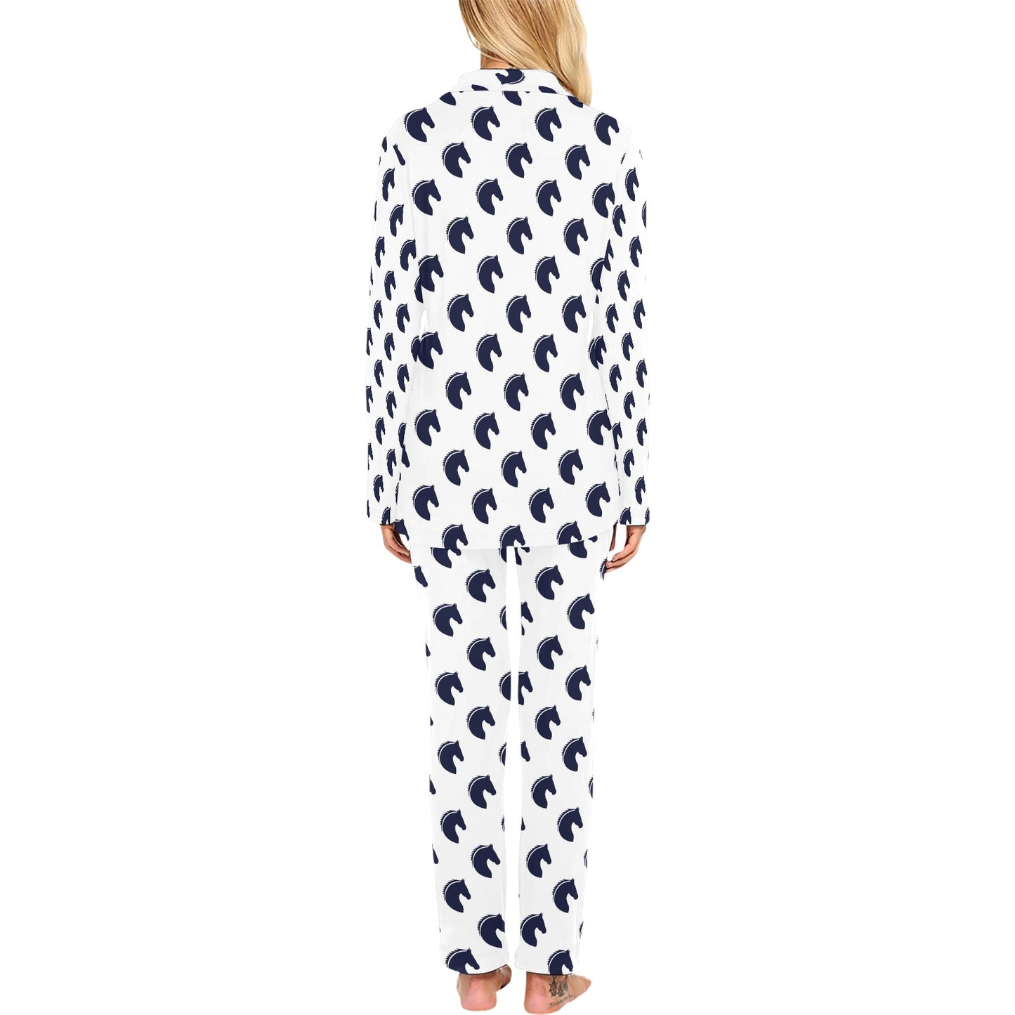Horse Head Print Design LKS303 Women's Long Pajama Set