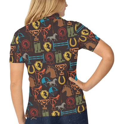 Equestrian Equipment Horse Colorful Women's Polo Shirt