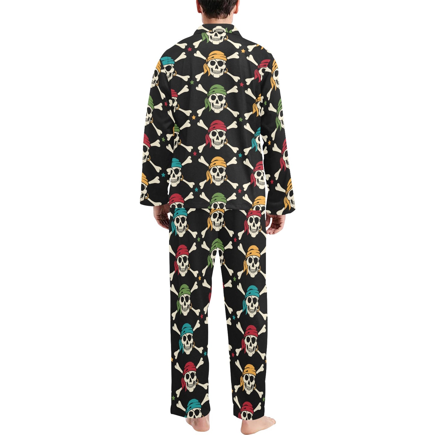Pirate Pattern Print Design A01 Men's Long Pajama Set