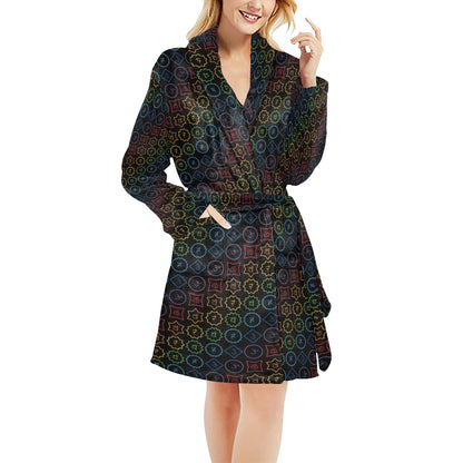 Chakra Colorful Symbol Pattern Women's Fleece Robe