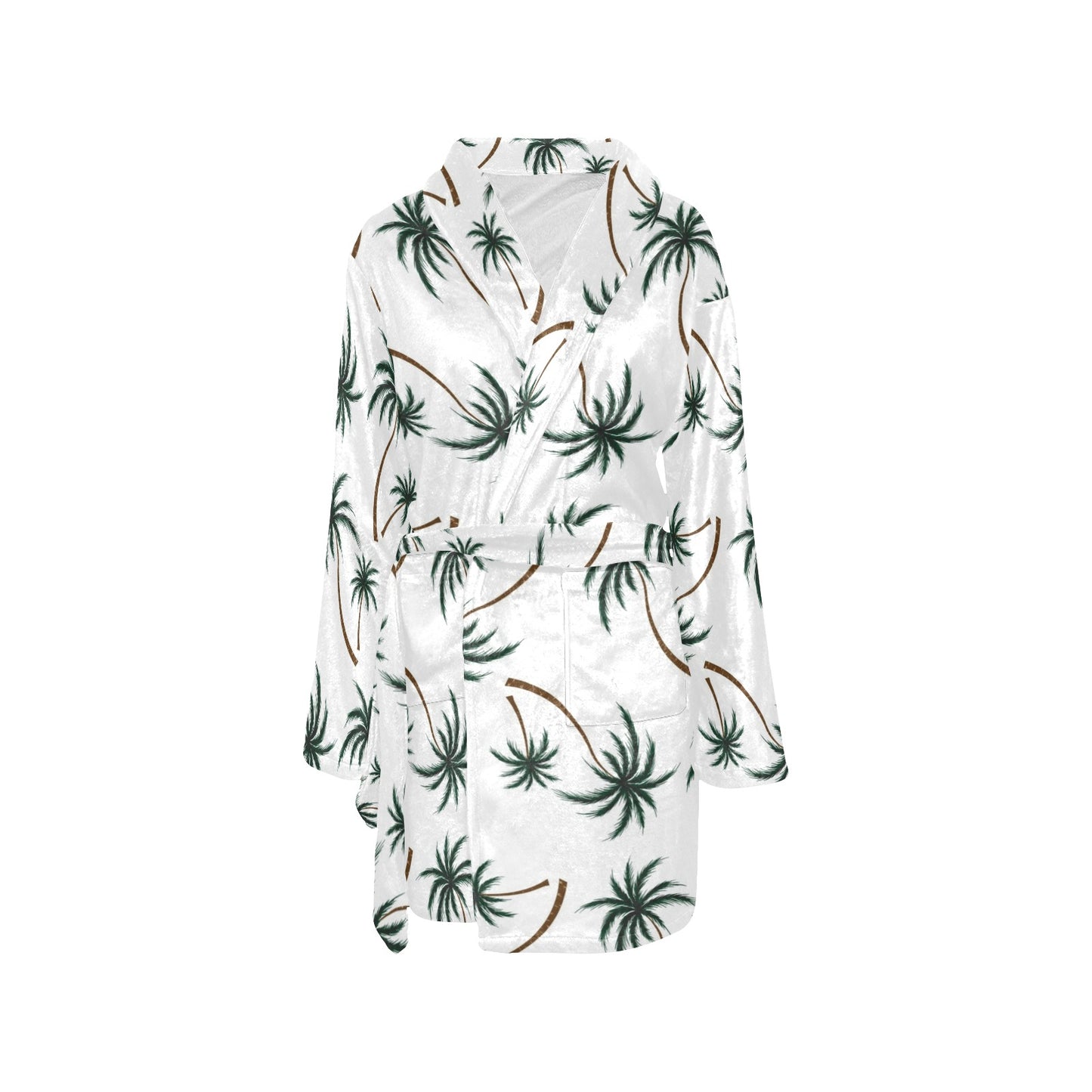 Palm Tree Pattern Print Design PT07 Women's Fleece Robe