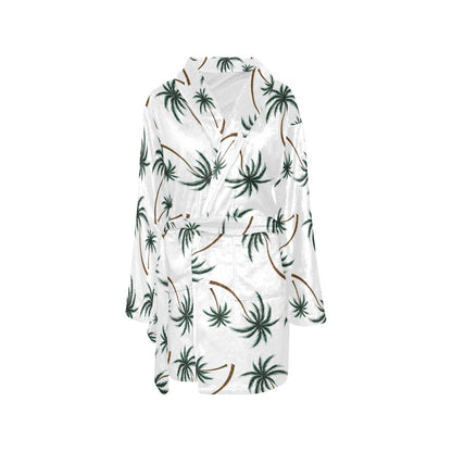 Palm Tree Pattern Print Design PT07 Women's Fleece Robe