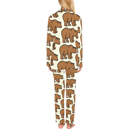 Bear Pattern Print Design BE05 Women's Long Pajama Set