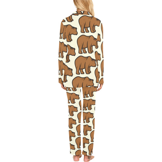 Bear Pattern Print Design BE05 Women's Long Pajama Set