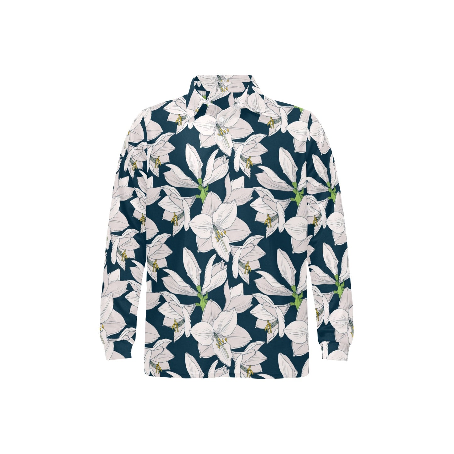 Amaryllis Pattern Print Design 01 Long Sleeve Polo Shirt For Men's