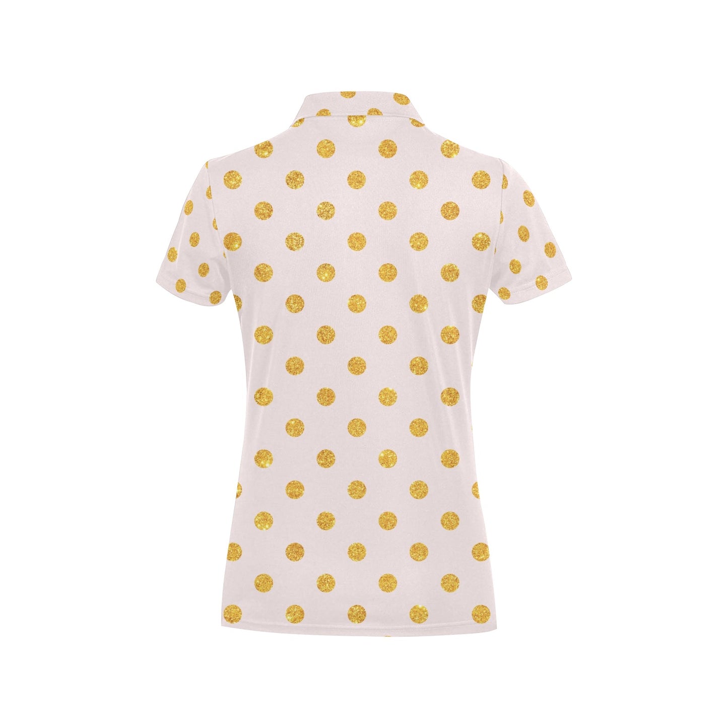 Polka Dot Gold Pink Pattern Print Design 01 Women's Polo Shirt