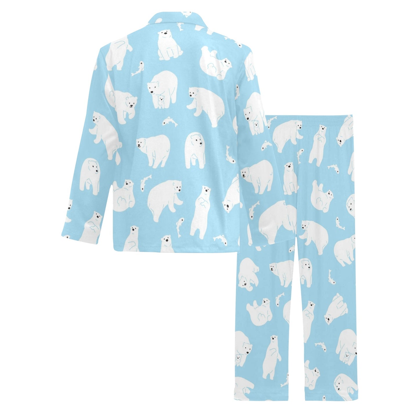 Polar Bear Pattern Print Design PB01 Men's Long Pajama Set