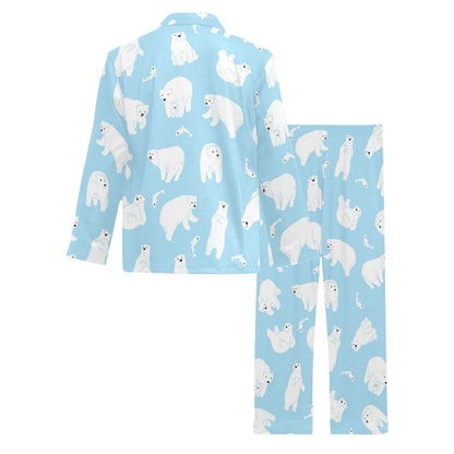 Polar Bear Pattern Print Design PB01 Men's Long Pajama Set