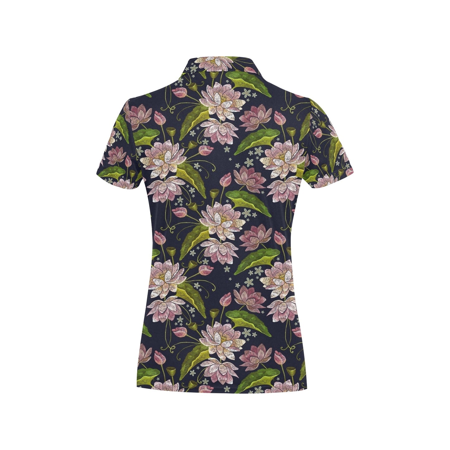 lotus Embroidered Pattern Print Design LO06 Women's Polo Shirt