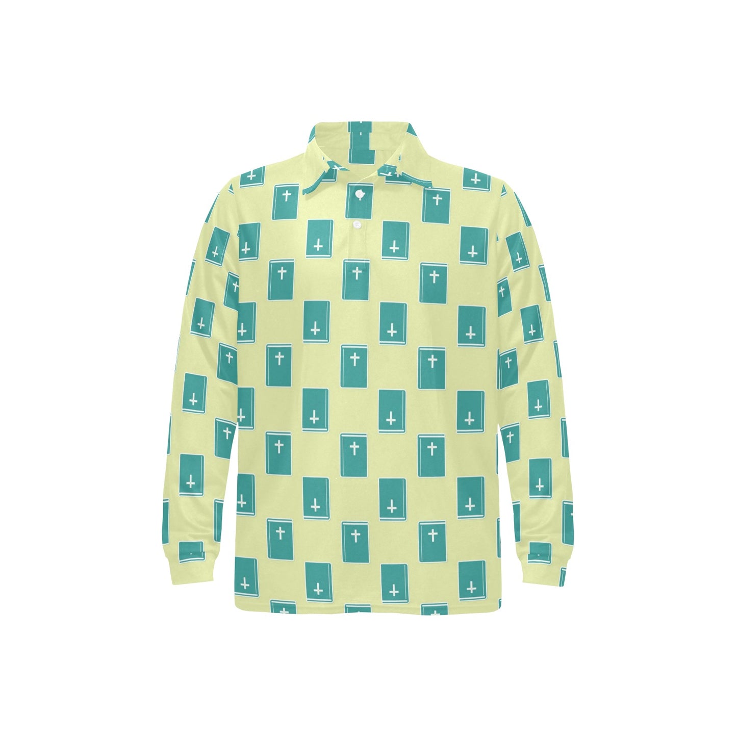 Bible Pattern Print Design 04 Long Sleeve Polo Shirt For Men's