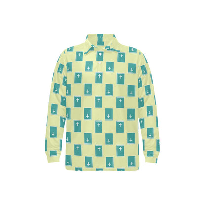 Bible Pattern Print Design 04 Long Sleeve Polo Shirt For Men's