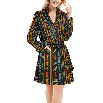 Eye of Horus Egypt Style Pattern Women's Fleece Robe