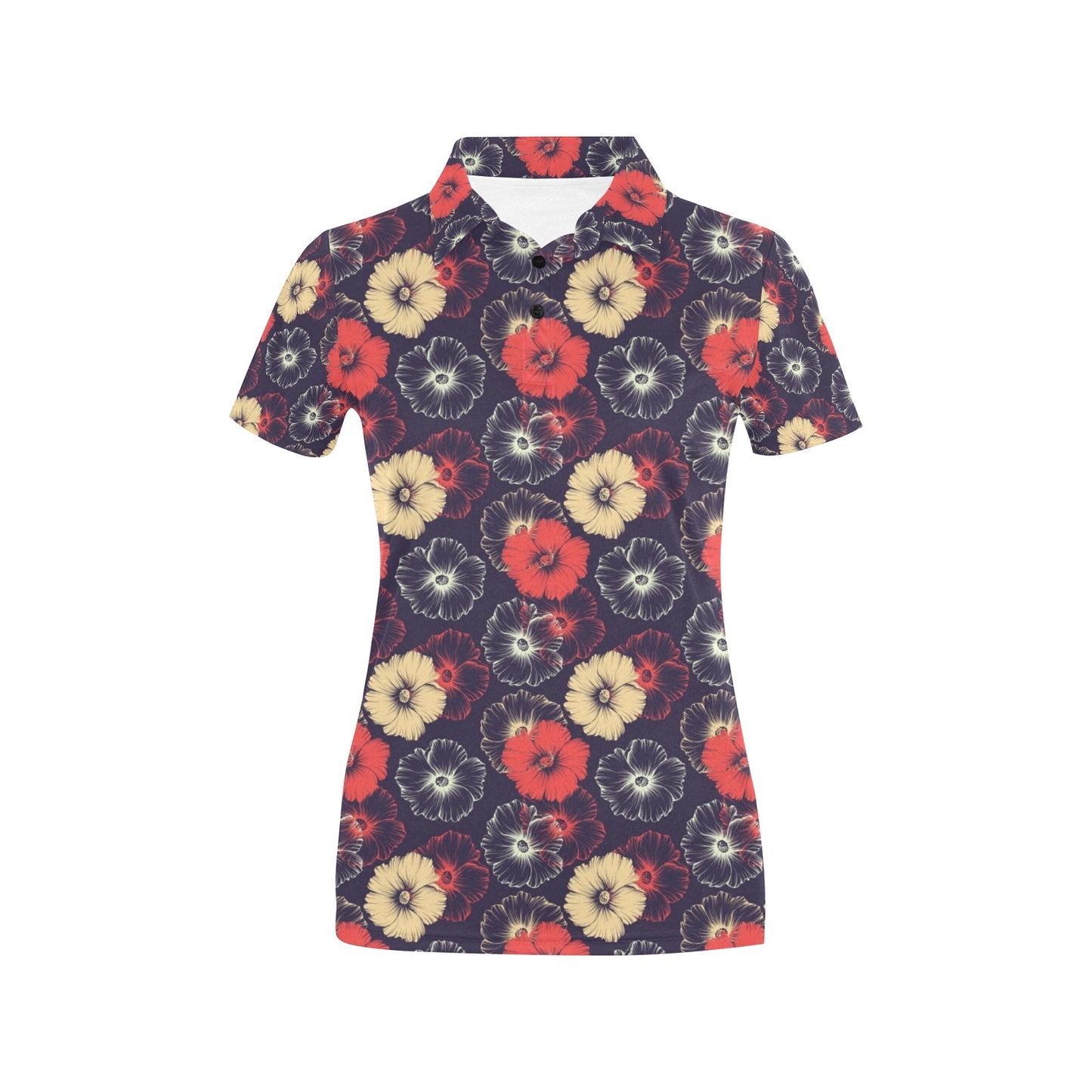 Tropical Flower Print Design LKS302 Women's Polo Shirt