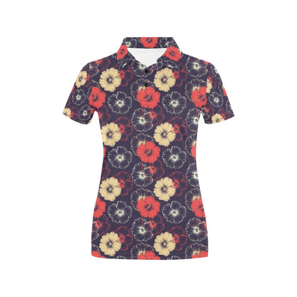 Tropical Flower Print Design LKS302 Women's Polo Shirt