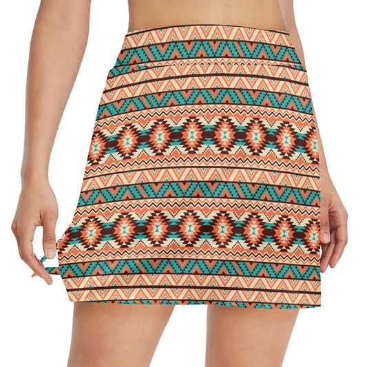 Navajo Western Style Print Pattern 17" Golf & Pickleball Skort with Pockets