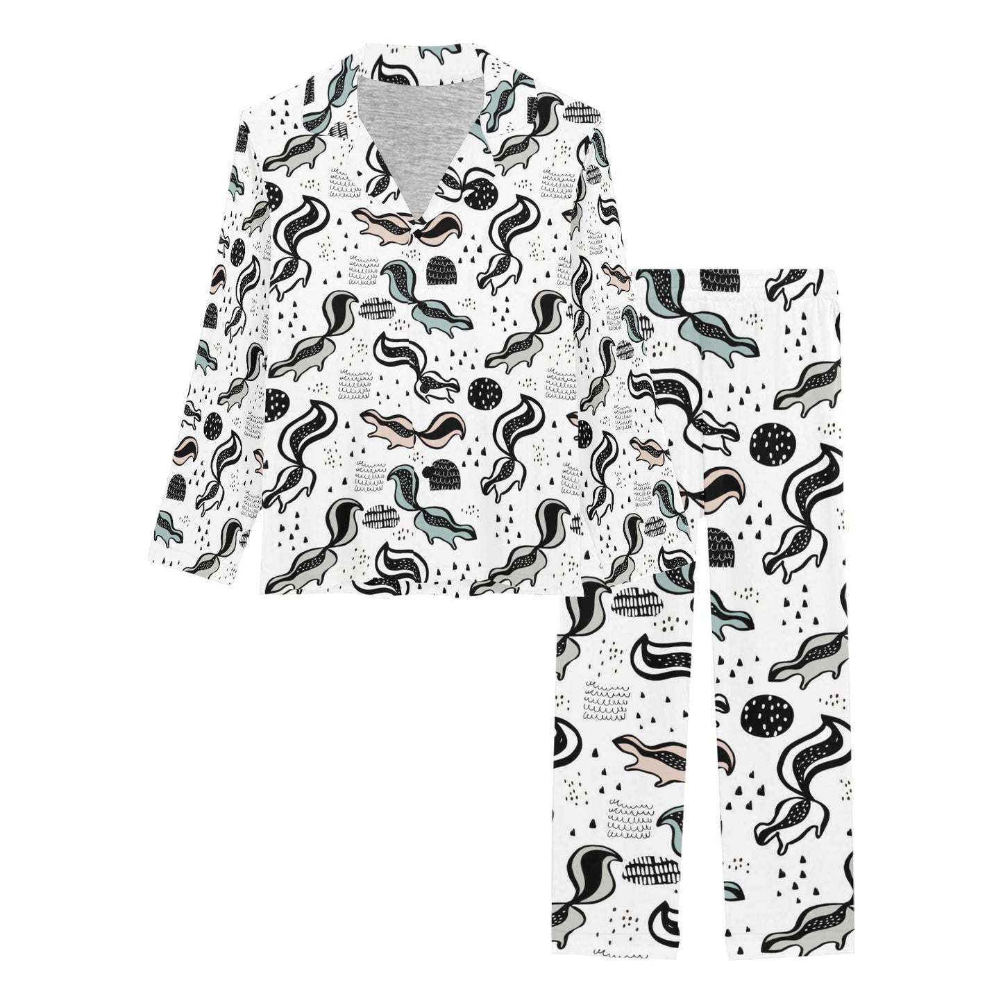 Skunk Print Design LKS303 Women's Long Pajama Set